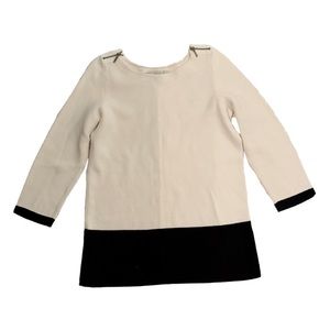 Loft Cream and Black Knit Zip Shoulder Sweater
